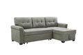 Light Gray Fabric Reversible Sectional Sleeper Sofa Chaise with Storage D2643