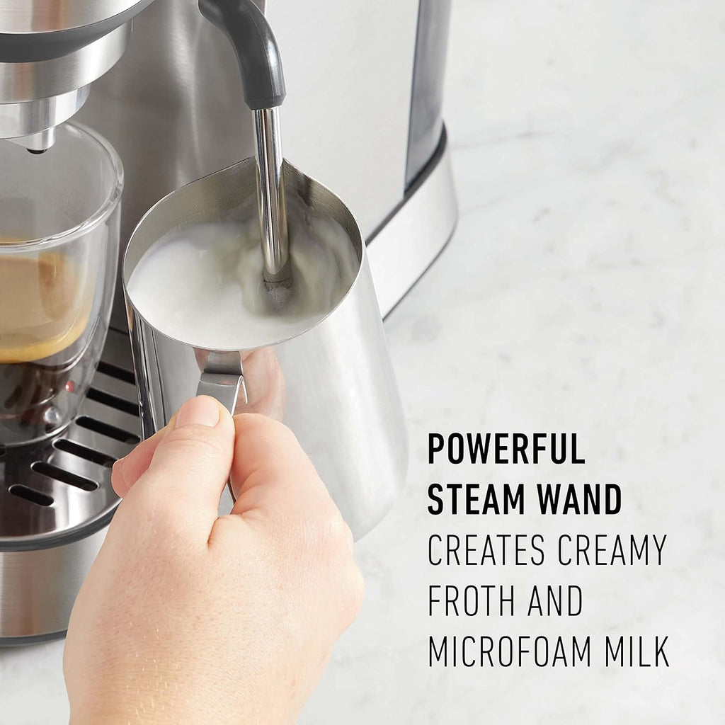 Compact Espresso Machine with Milk Frother, Stainless Steel R11863