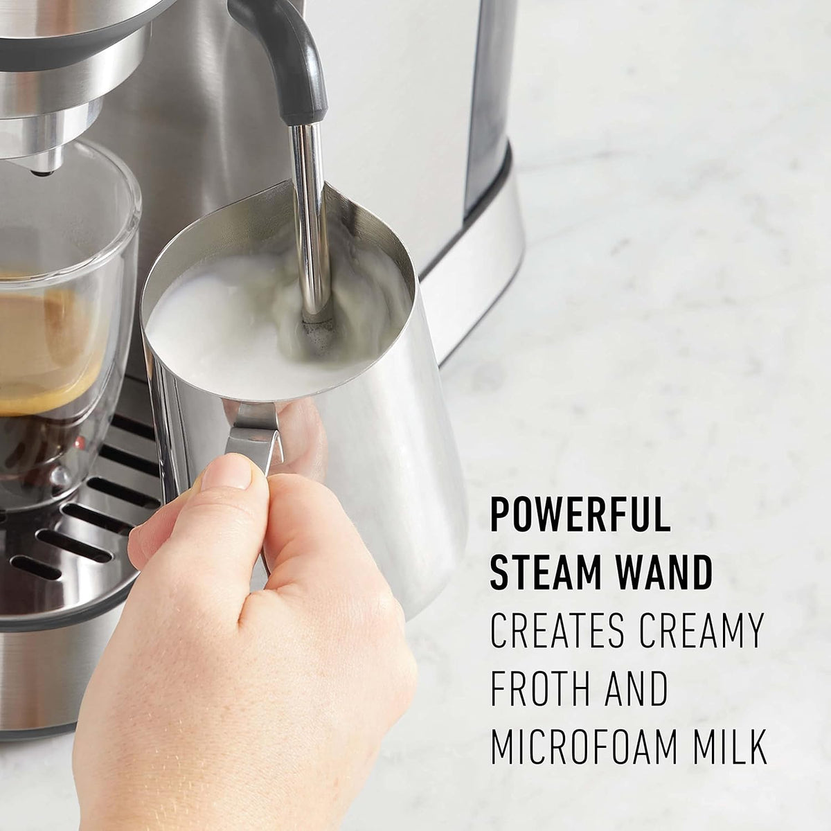 Compact Espresso Machine with Milk Frother, Stainless Steel R11863