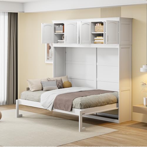 Full Size Murphy Bed with Drawer, Gray W573