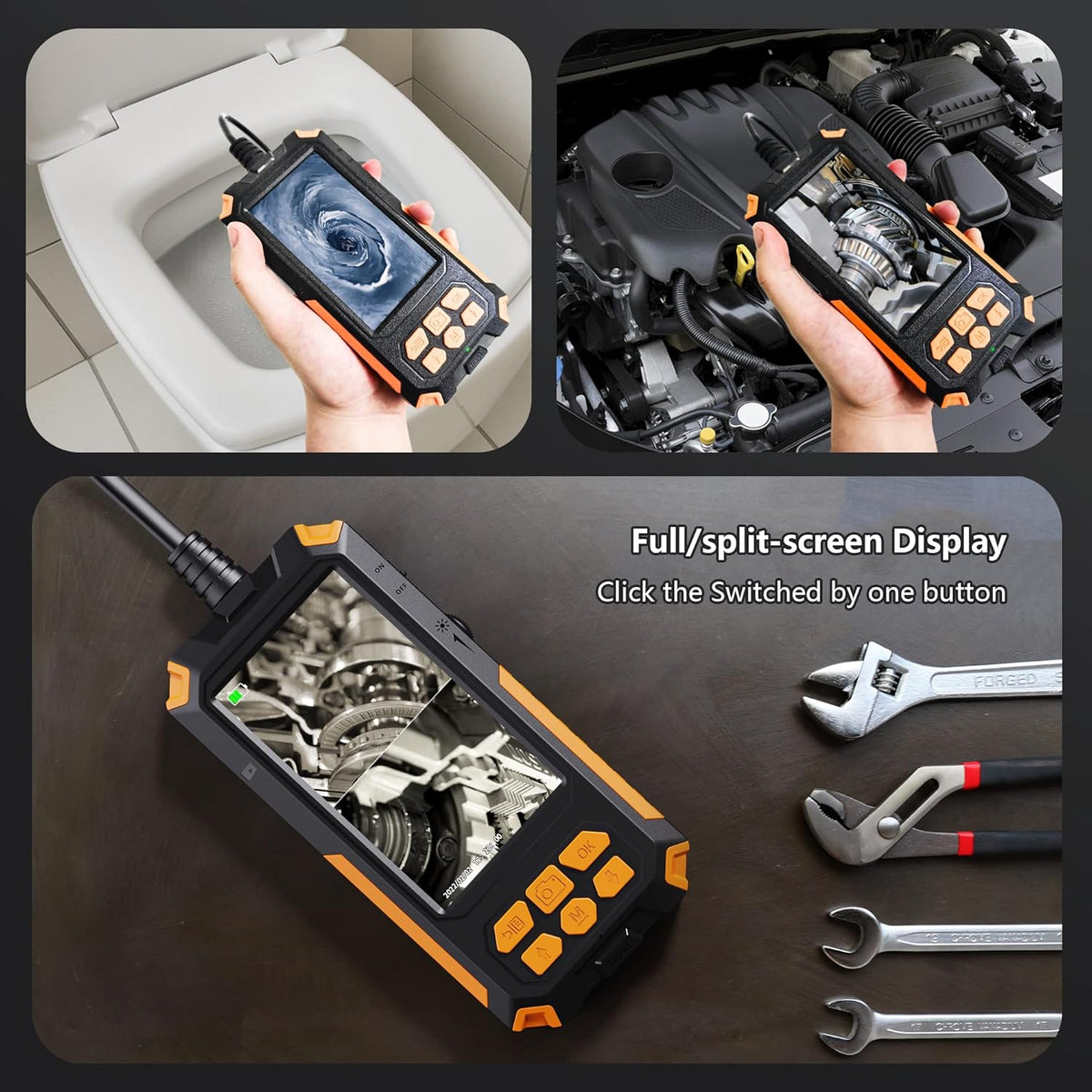 7.9mm 1080P Dual Lens Borescope Endoscope Camera with 4.5 IPS Screen G44660