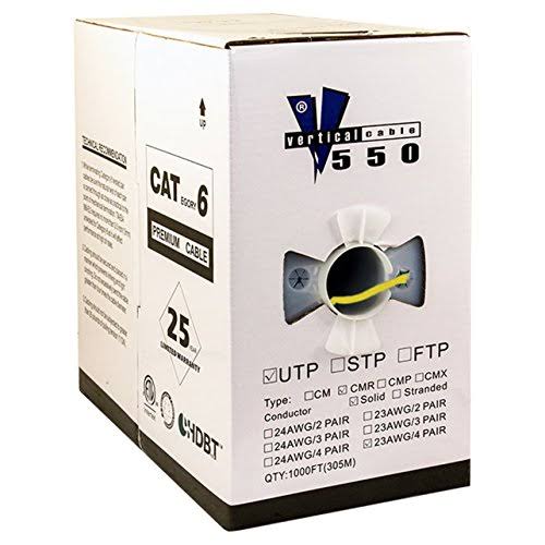 Cat6 UTP 23AWG Solid Bare Copper 1000ft Yellow Bulk Ethernet Cable S193