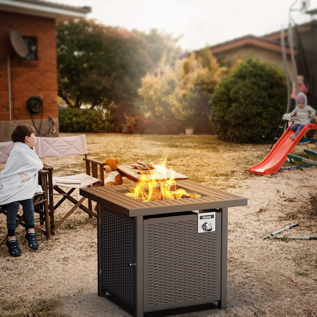 Propane Fire Pit Table with Lid 28 Auto-Ignition 50000 BTU W171066