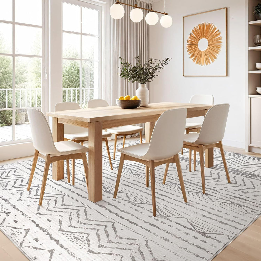Grey 9x12 Machine Washable Area Rug C662774