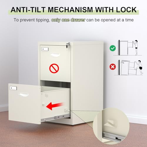 Black 2 Drawer Metal File Cabinet with Lock X167617