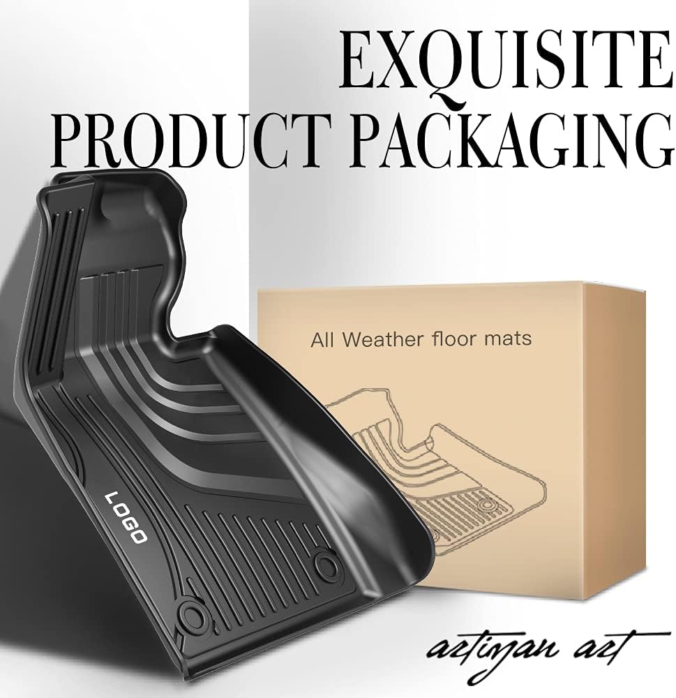 Heavy Duty TPE All Weather Car Floor Mats Full Set Black L50938
