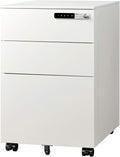 3 Drawer White Steel Mobile File Cabinet with Smart Lock O438697