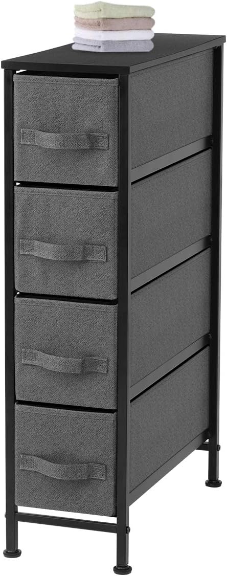 Narrow 4 Drawer Vertical Storage Tower with Fabric Bins Z867733
