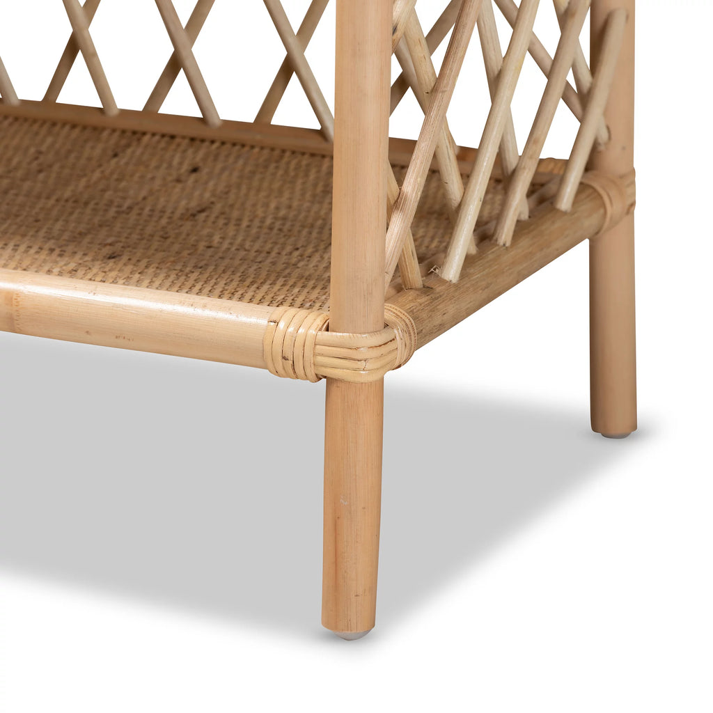 Natural Brown Rattan 2-Tier Display Shelf G534699