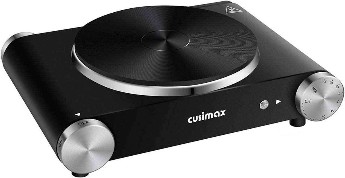 Double Hot Plates Electric Cooktop, Cast Iron, Black Stainless Steel, Pack of 2 Q267