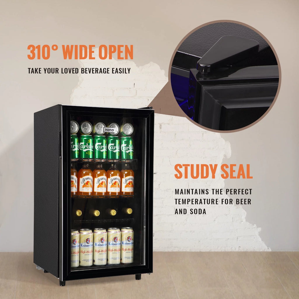 Beverage Refrigerator Cooler 60 Cans 1.7 Cu.ft Mini Fridge Glass Door S645
