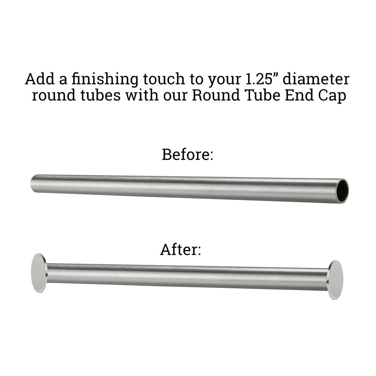 Chrome Round Hangrail End Cap for 1.25" Diameter Tubes, 50 Pack B696