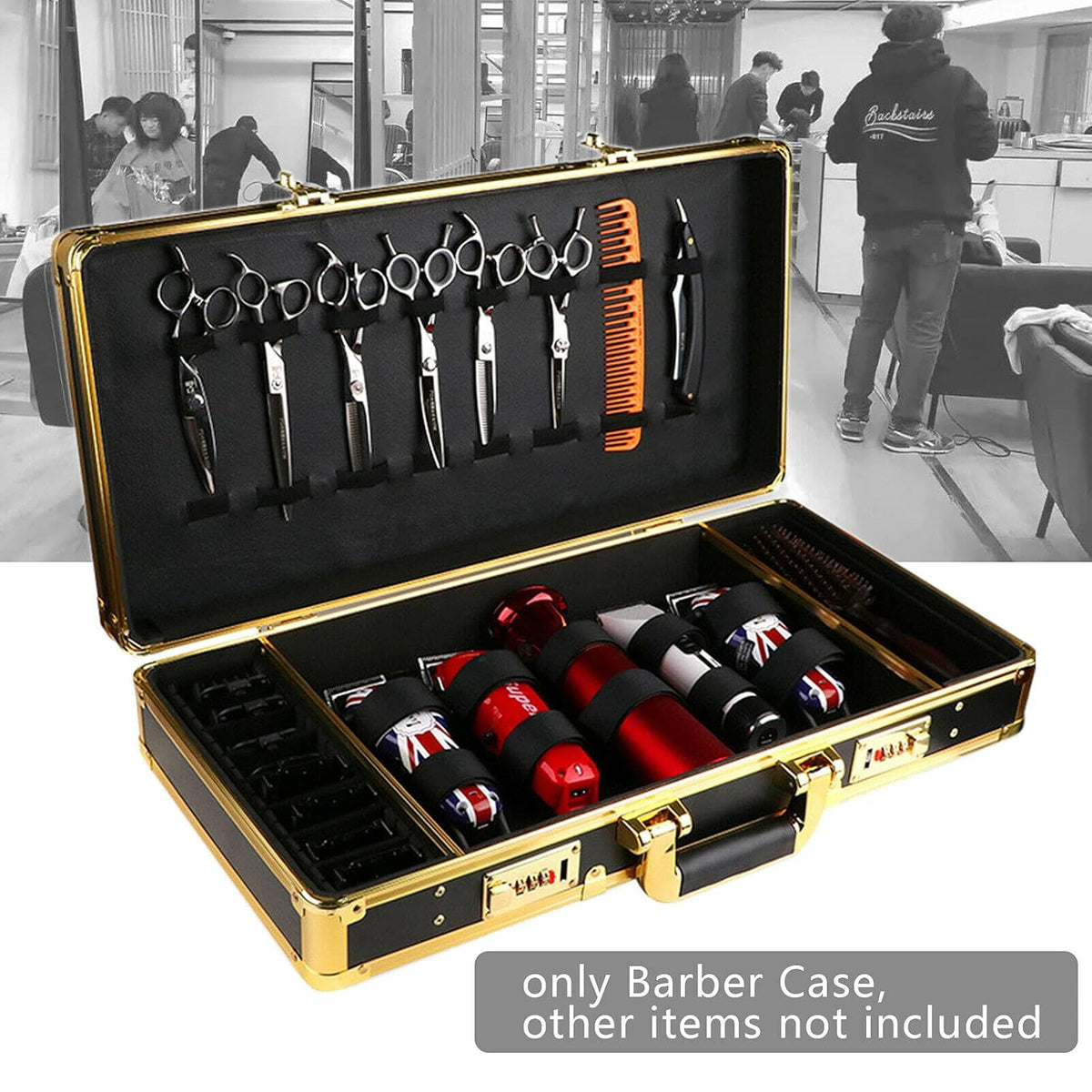 Barber Case Suitcase Carrying Case for Clippers Trimmers Scissors Combs Tools F597