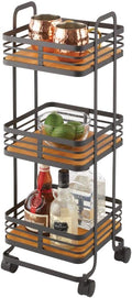 3-Tier Rolling Storage Trolley with Basket Shelves and Caster Wheels D62174