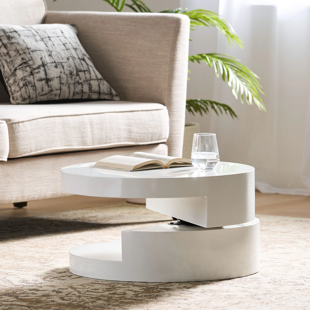 Glossy White Rotating Coffee Table B8947