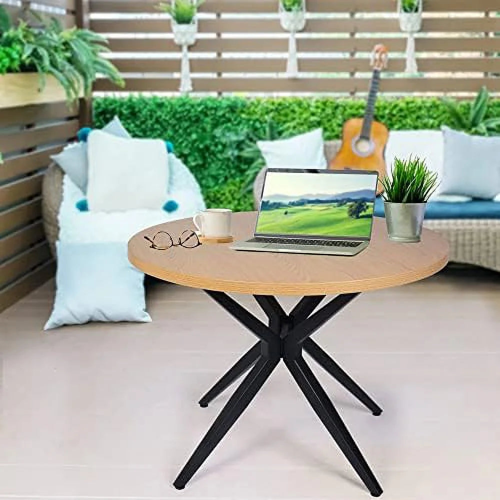 53'' Mid-Century Modern Round Dining Table with Metal Legs K2690