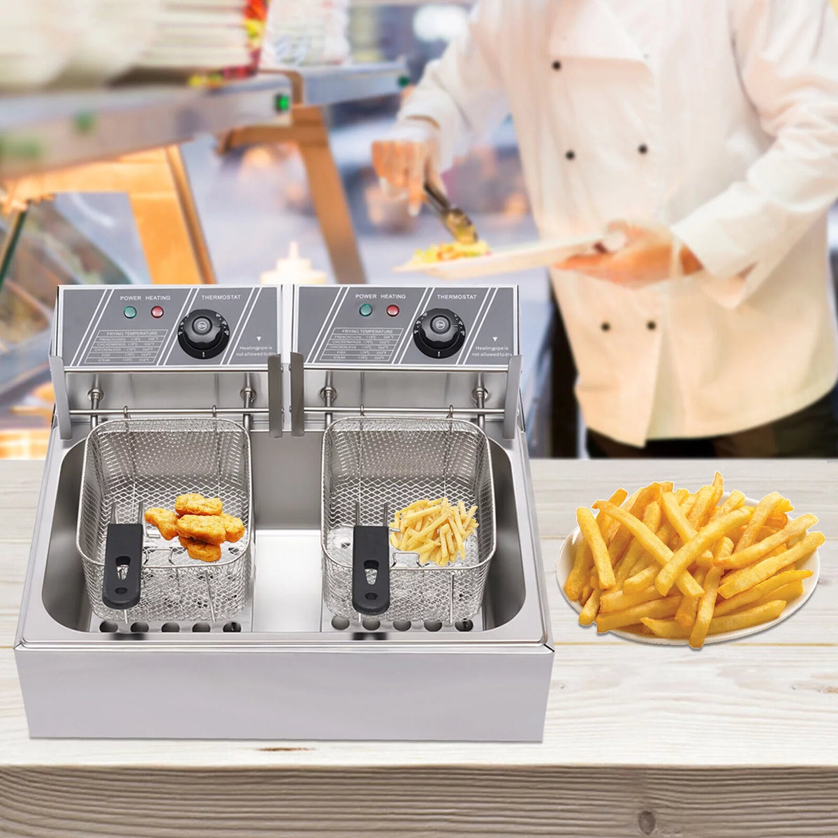12L Stainless Steel Electric Deep Fryer 5000W Y59416