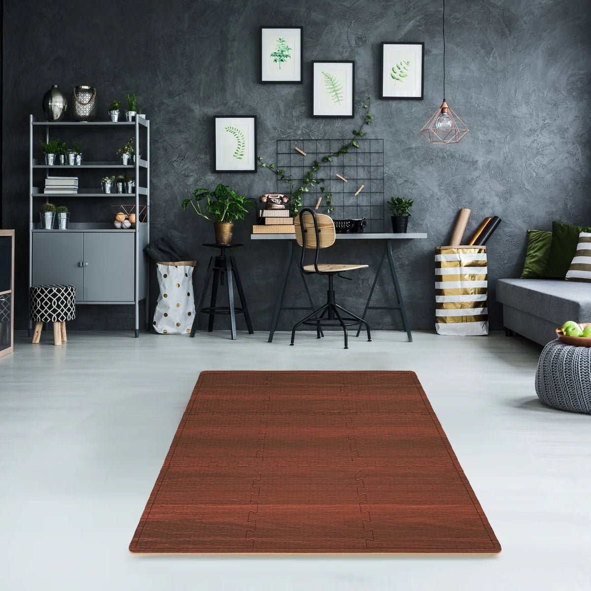 Wood Grain Interlocking Foam Floor Mats 12 x 12 Tiles V96096