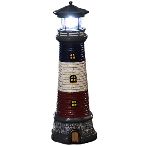 15" Tall Waterproof Resin Lighthouse Lamp with 360° Rotating LED W94835