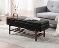 Black Leather Storage Bench with Shoe Rack W609