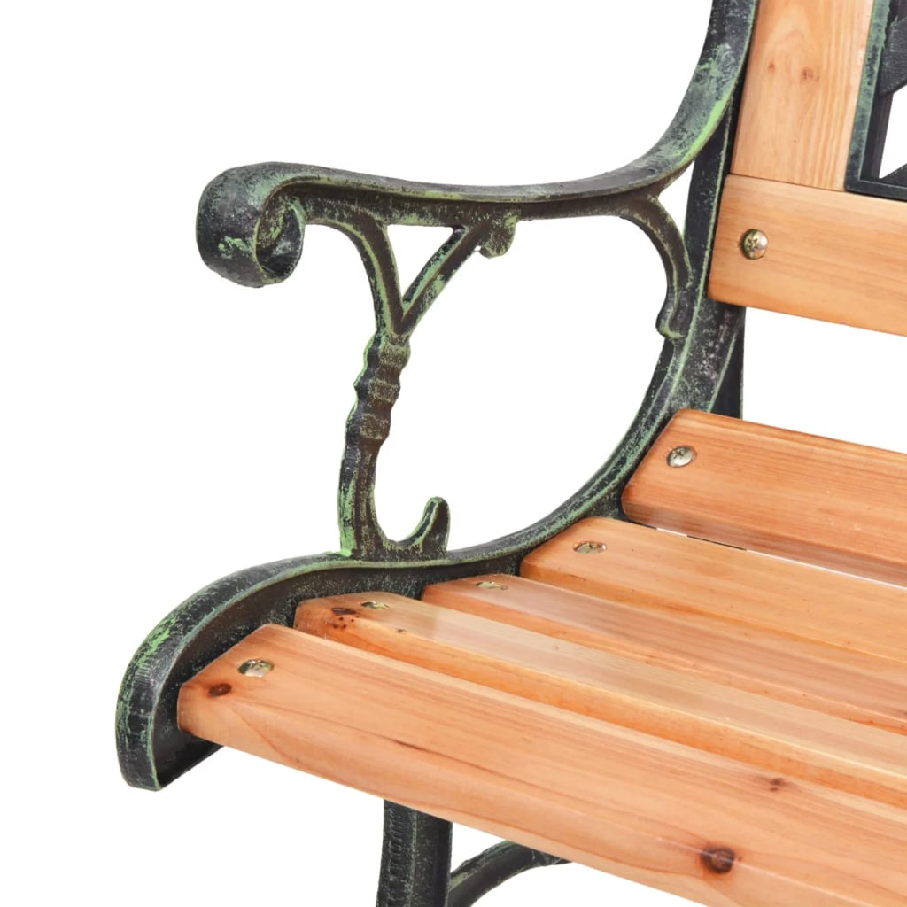 Outdoor Garden Bench with Backrest Wood Seat Wrought Iron Frame O5053
