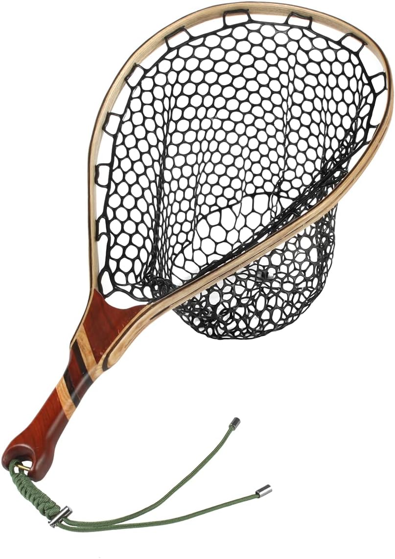 Black Aluminum Alloy Frame Fly Fishing Landing Net with Rubber Mesh Pack of 2 O80059