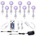 RGB LED Under Cabinet Lights Kit 8 Packs Aluminum Slim I642972