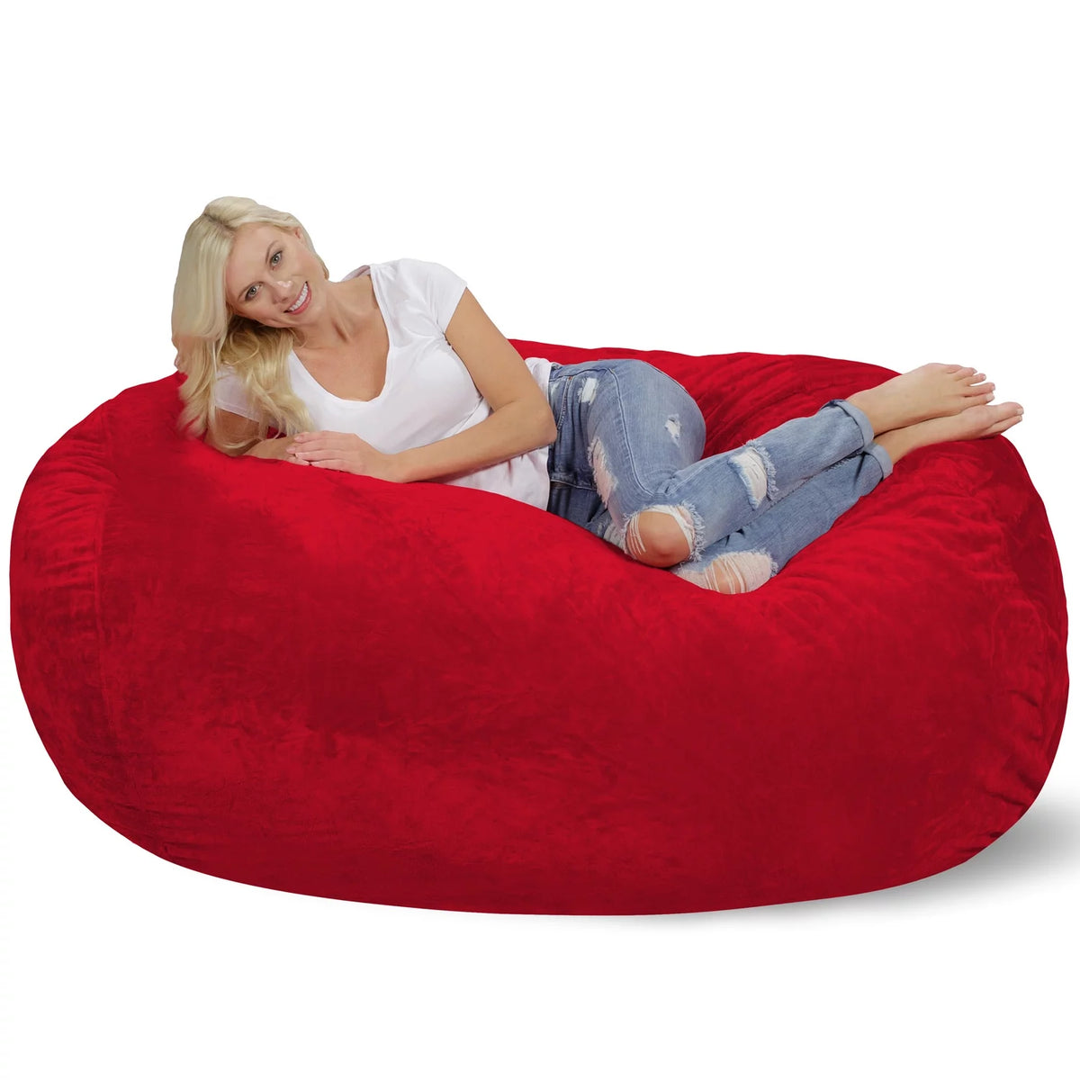 Memory Foam Lounger with Ultra Fur Cover, 6 ft, Ultra Fur Red T739