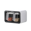 Black Two Cups Wall Mount Spice Container Storage Box W6366