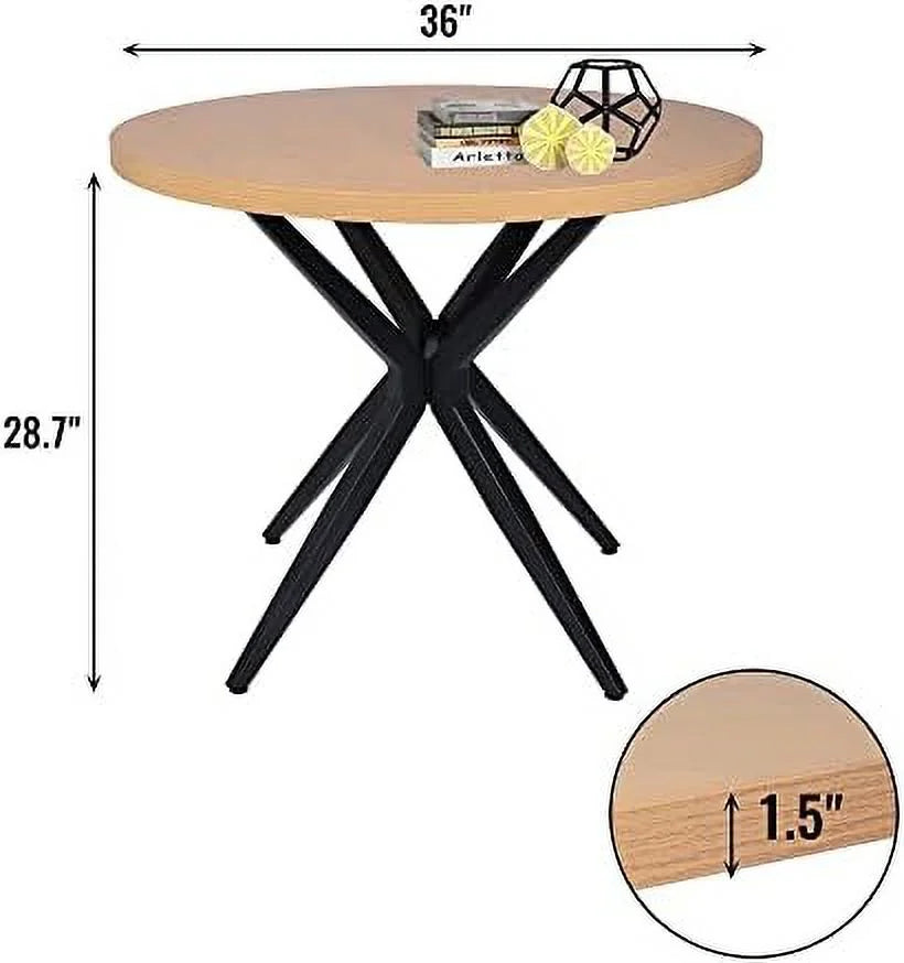 53'' Mid-Century Modern Round Dining Table with Metal Legs K2690