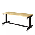Adjustable Height Solid Wood Top Workbench Table in Black L228680