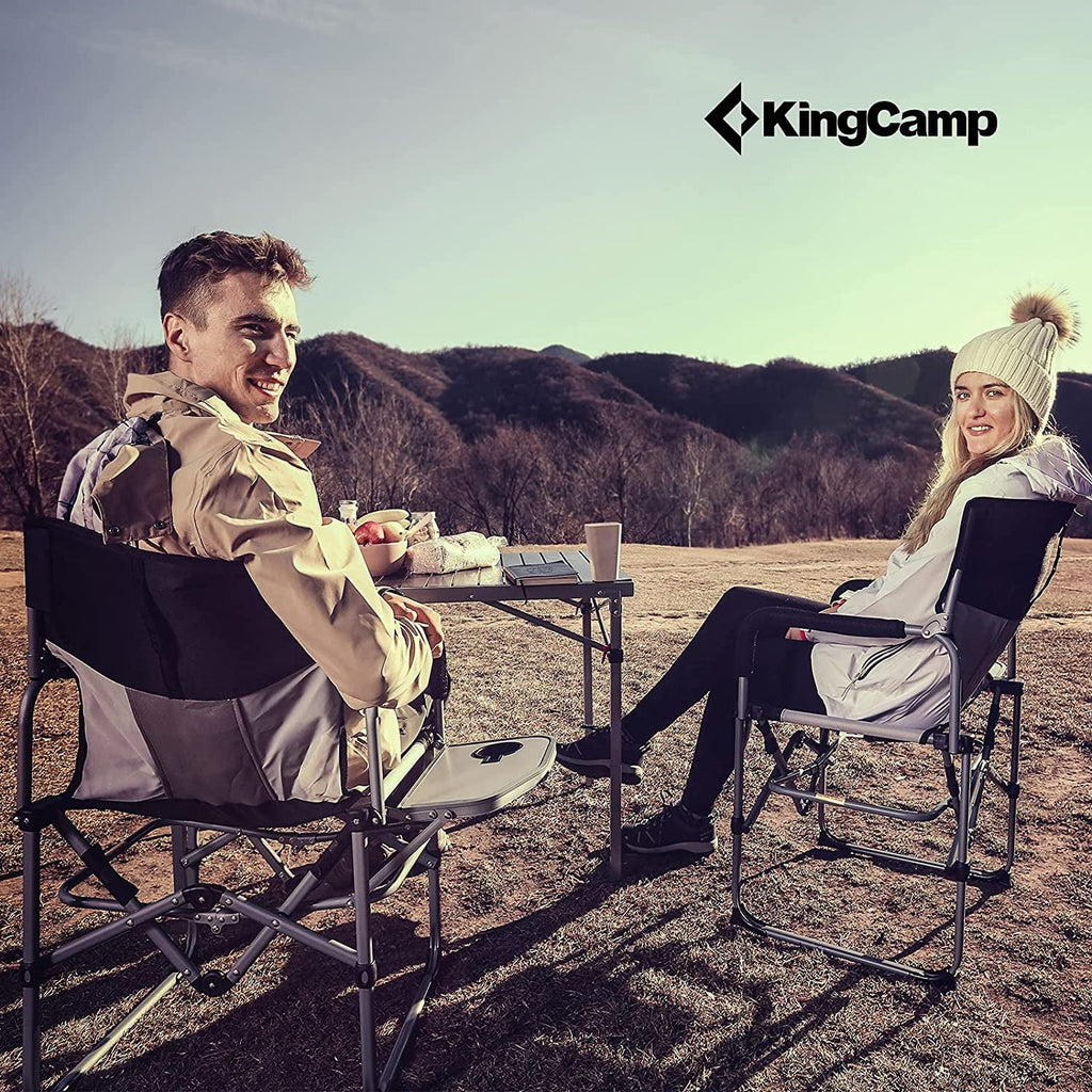 2 Pack Heavy Duty Folding Mesh Camping Chair with Side Table U410422