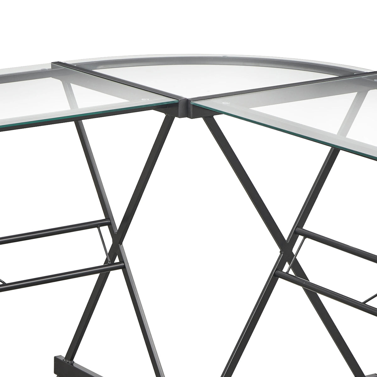 L Shape Computer Desk with Metal Frame & Clear Glass Top L52455