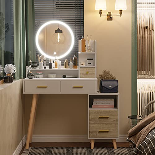 Vanity Mirror with Lights and Table Set S89369