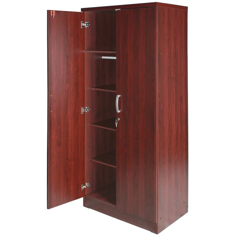 Queen Bed and Armoire Wardrobe Cabinet Set A681