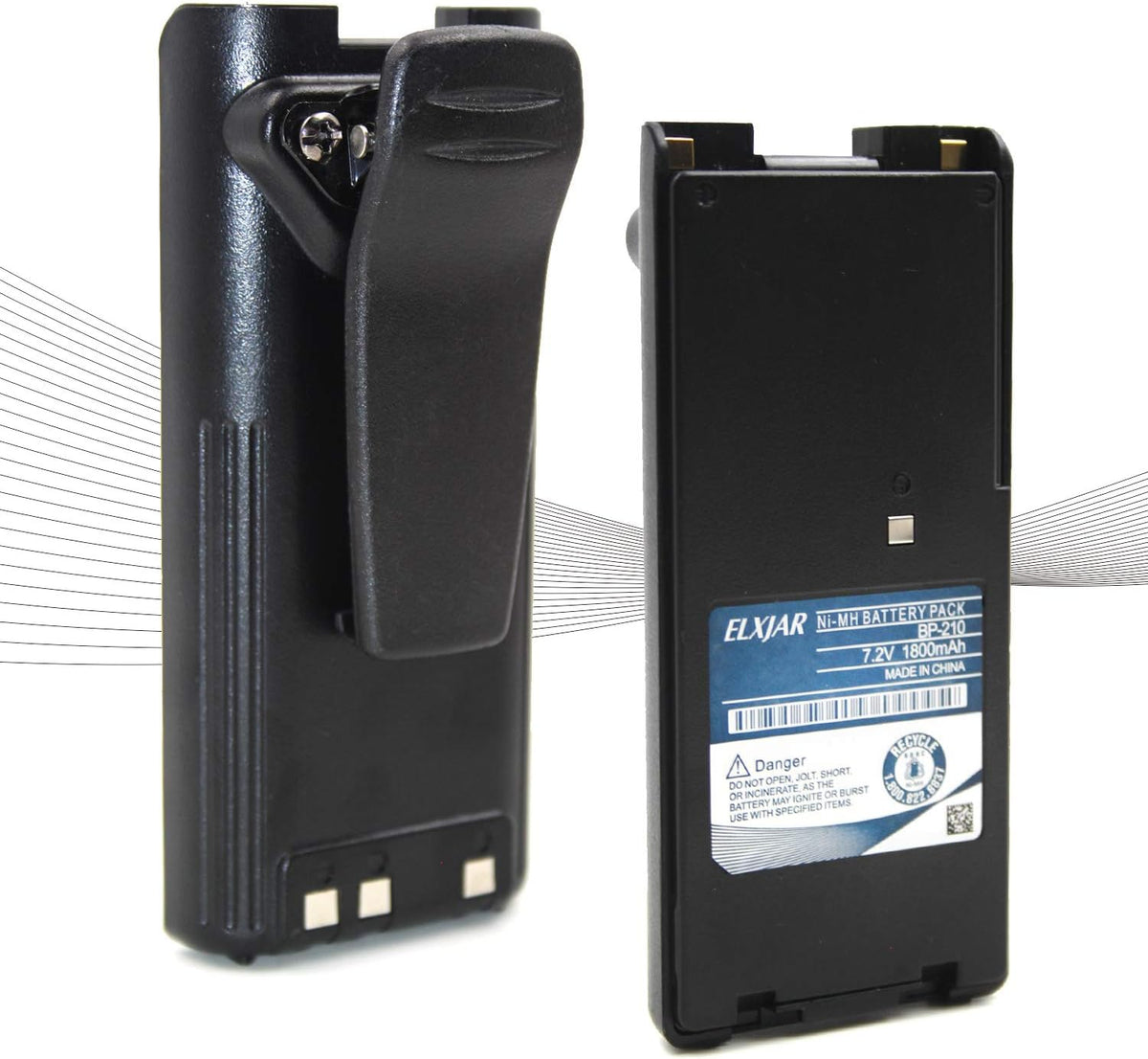 (2-Pack) 7.2V 1800mAh Ni-MH Replacement Battery for ICOM Radios P645282