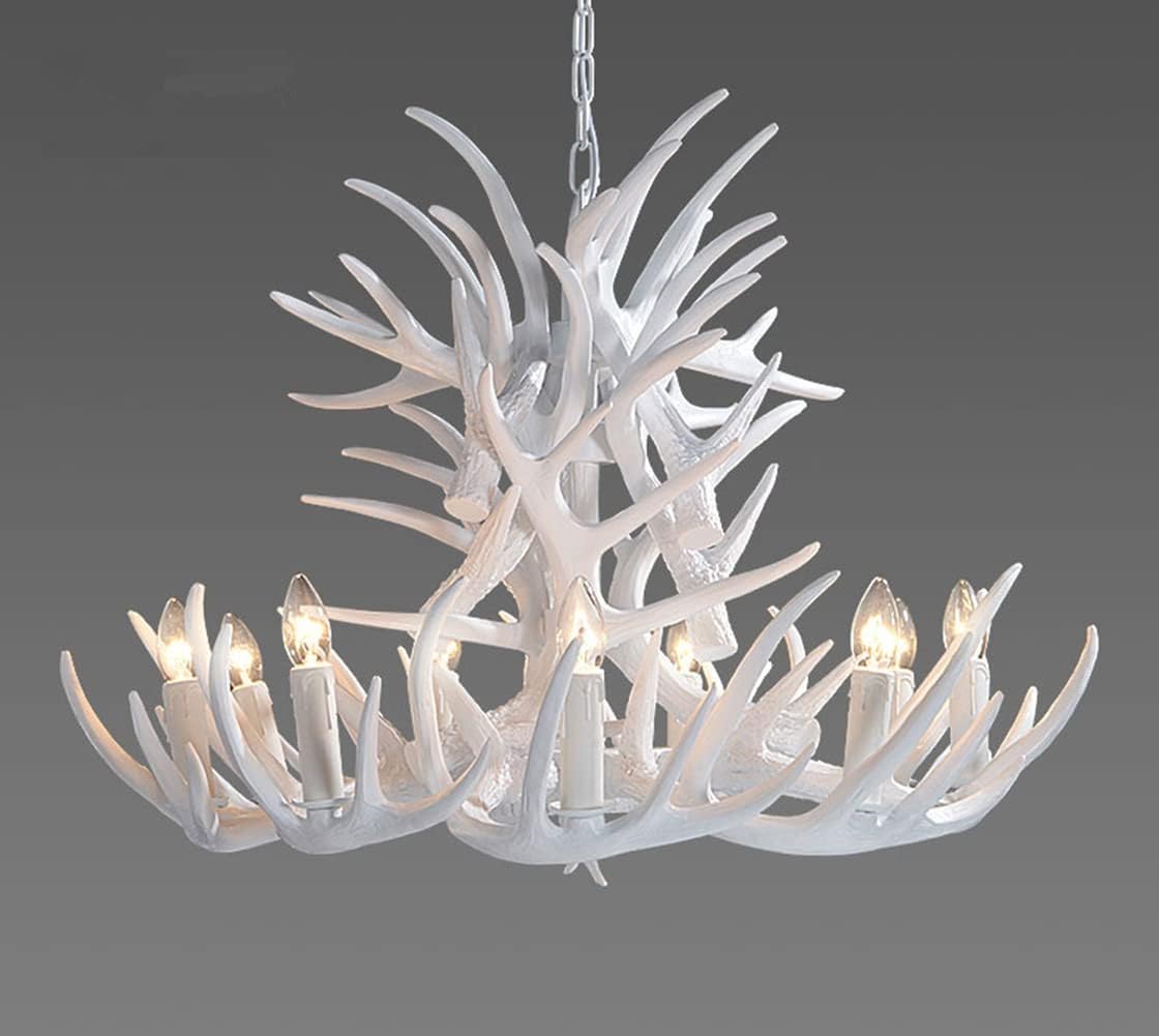 Brown Resin Faux Antler Chandelier 18 Arms 9 Lights T214