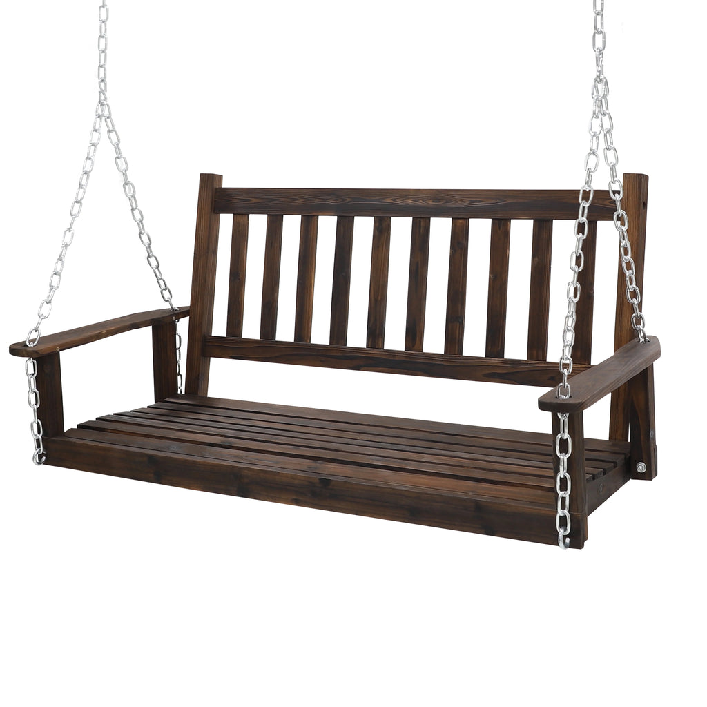 Wooden Porch Swing 4ft with Chains 2-person Swing Bench R643