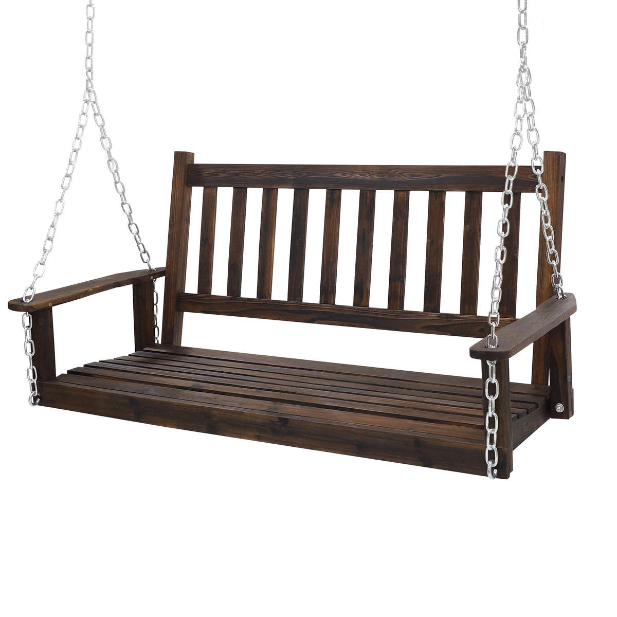 Wooden Porch Swing 4ft with Chains 2-person Swing Bench R643