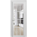 Solid French Door Clear Glass 12 lites White Silk Single Regular Panel Frame Trims Handle E5694