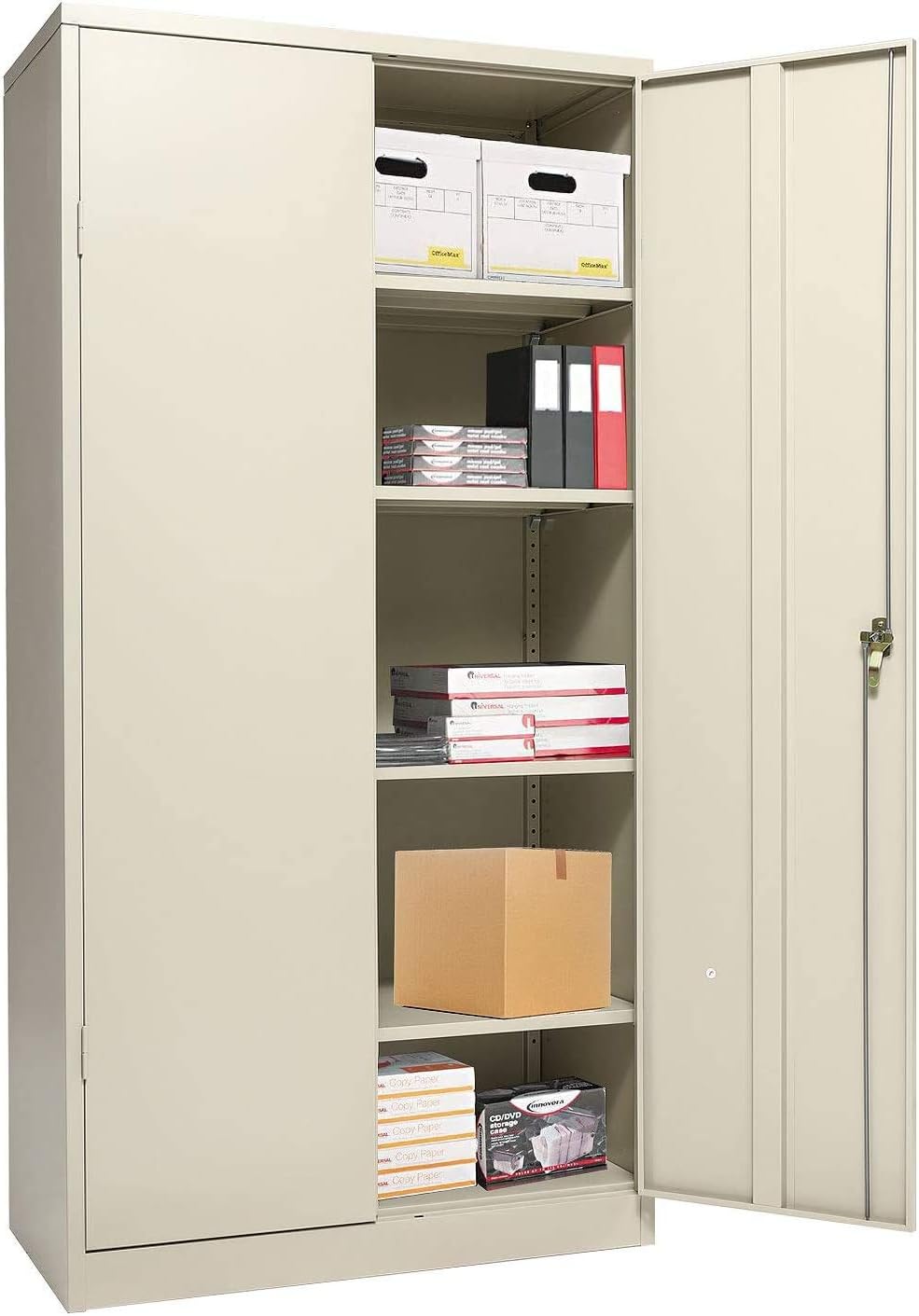 White Metal Storage Cabinet with Locking Doors and 2 Adjustable Shelves Z1668