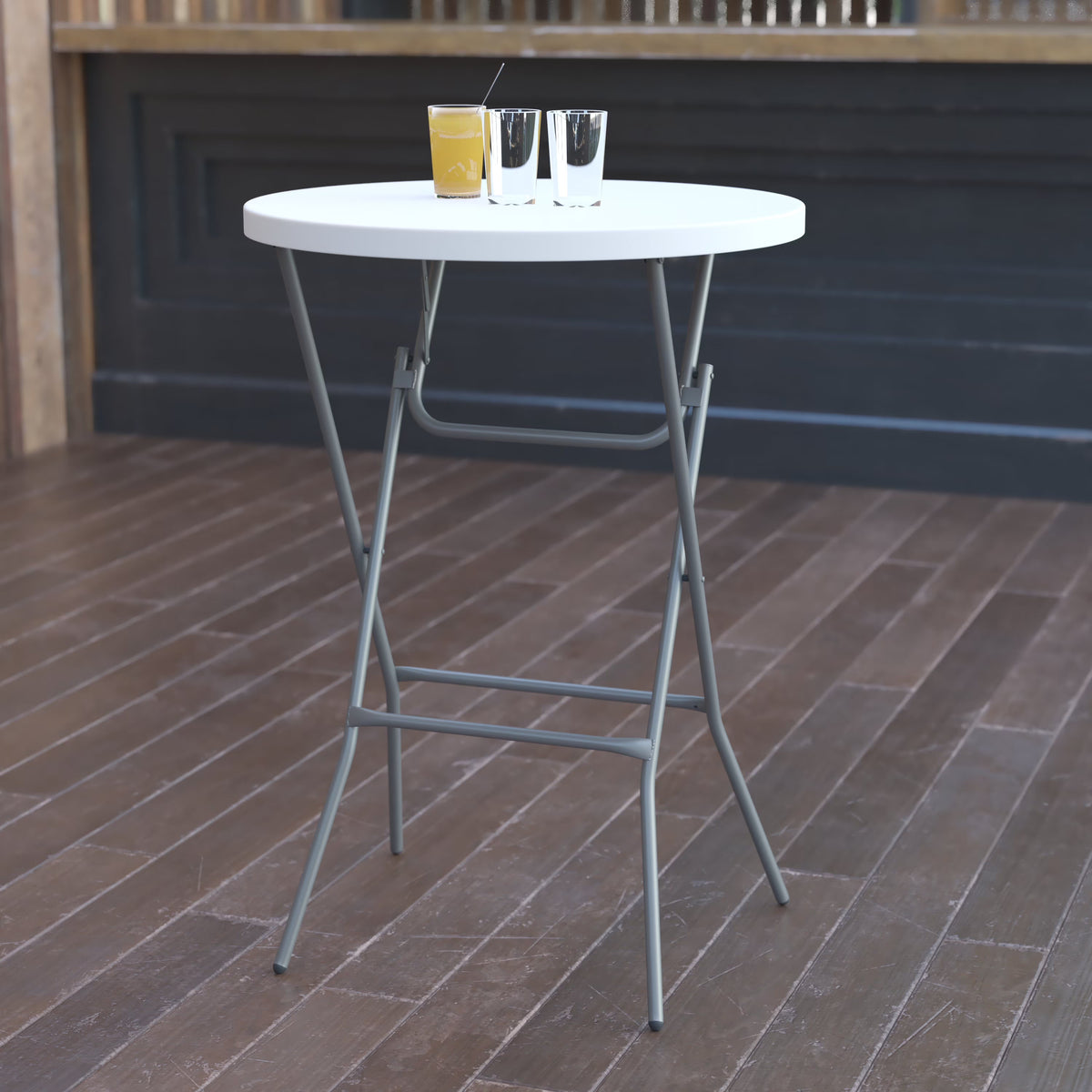 2.6-Foot Round Granite White Plastic Folding Table K611