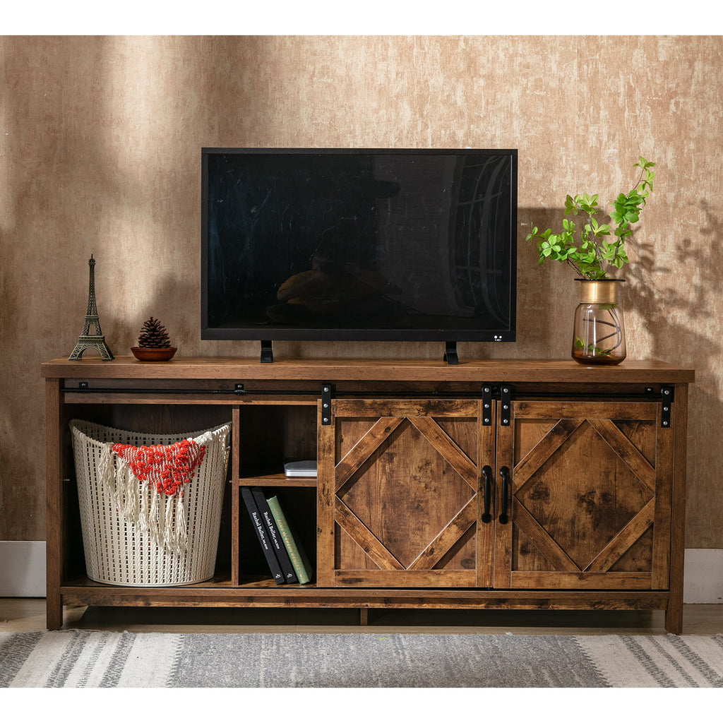 65 inch Media Console with Barn Doors Storage Cabinet P3120