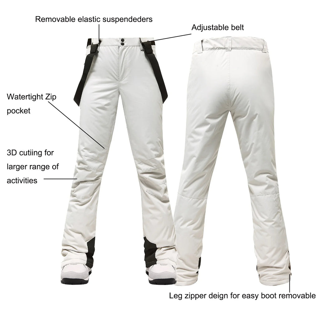 White Waterproof Insulated Snow Bib Trousers B98862