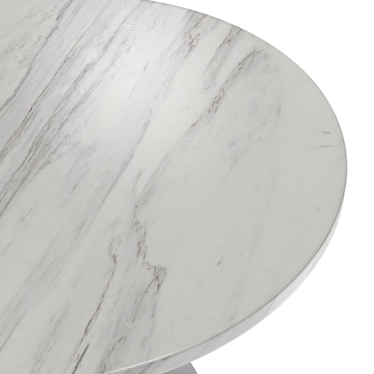 36" Round Sintered Stone Dining Table with Stainless Steel Pedestal Base E835169