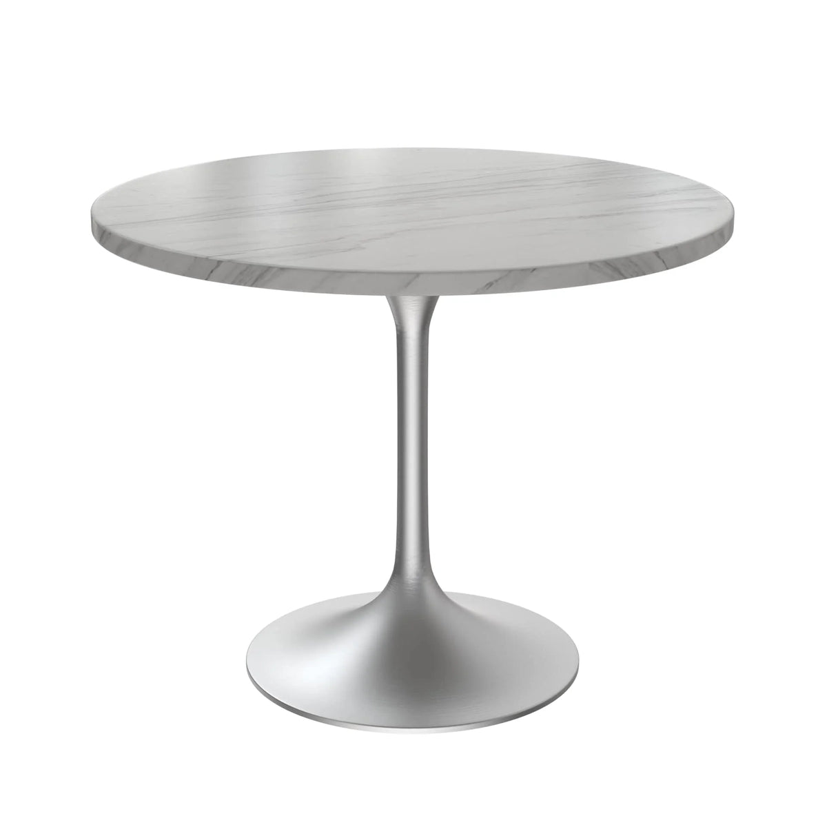 36" Round Sintered Stone Dining Table with Stainless Steel Pedestal Base E835169
