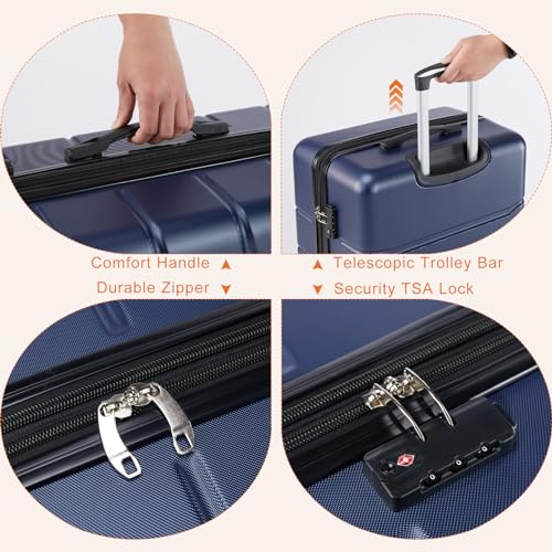 Navy Blue 24 Inch Hard Shell ABS Spinner Luggage L46473