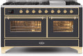 60 Dual Fuel Propane Gas Range Matte Graphite Brass Trim G533