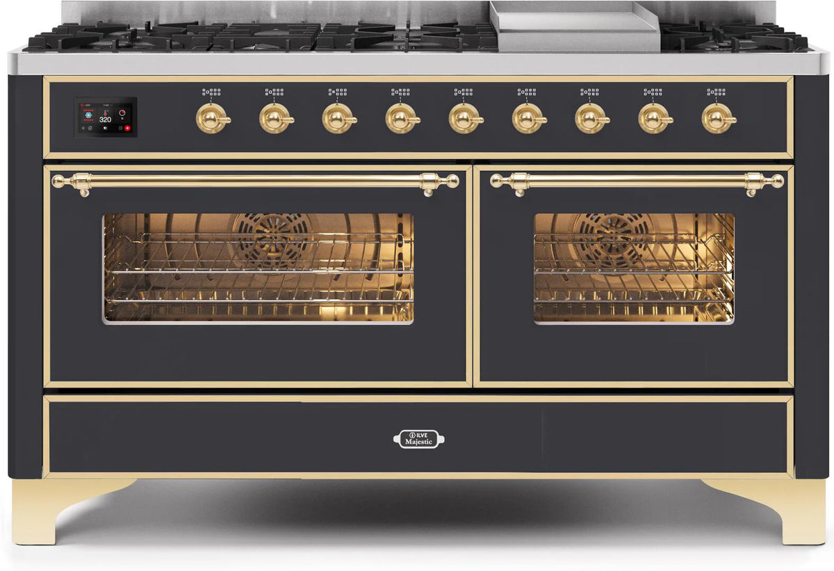 60 Dual Fuel Propane Gas Range Matte Graphite Brass Trim G533