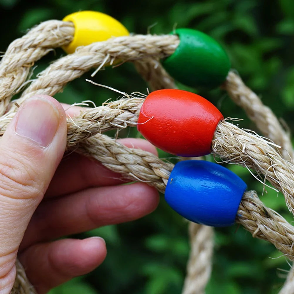 20 PCS Natural Rope Wooden Ring Toss Game Outdoor Playsets G397355